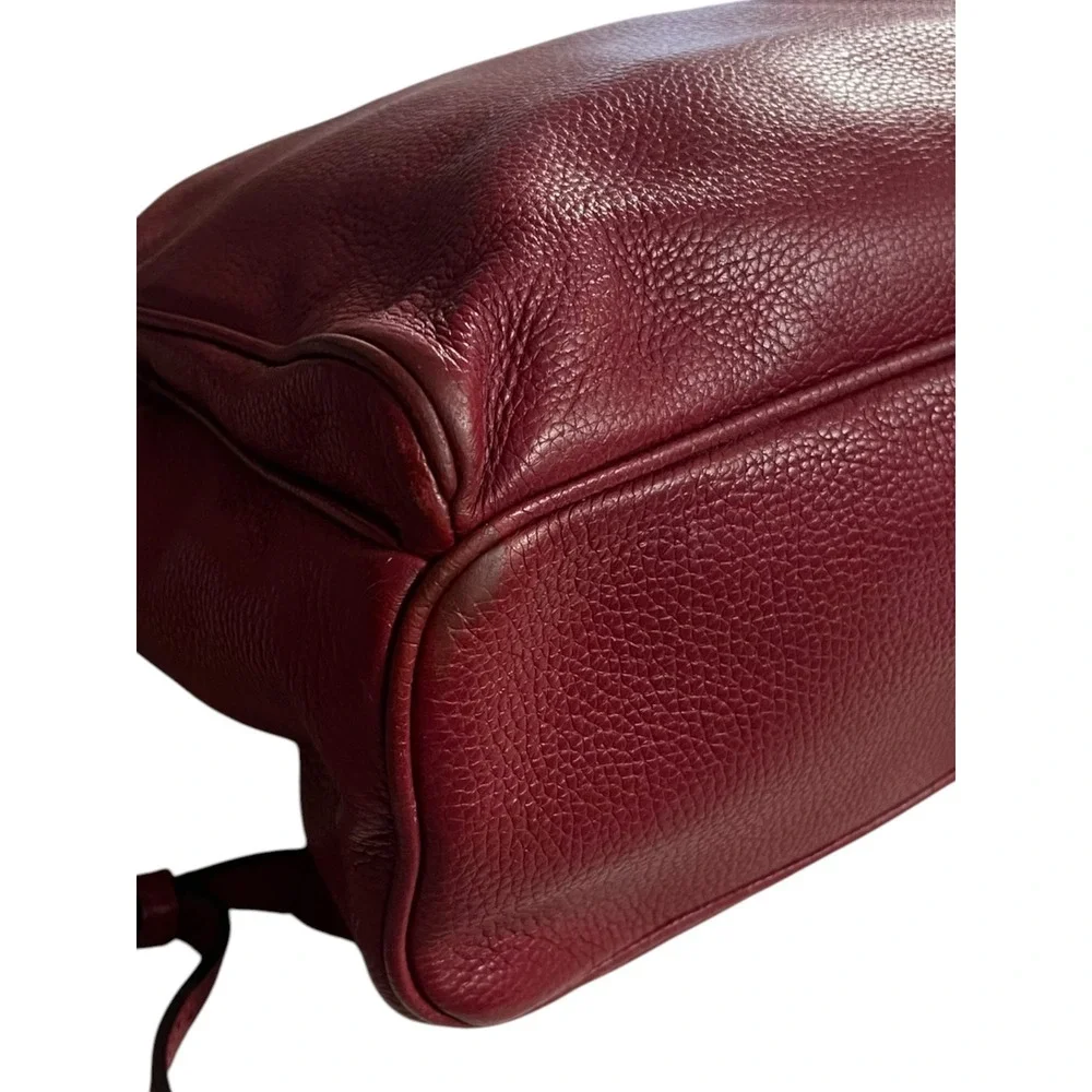 Michael Kors Abbey Red Pebbled Leather Backpack Travel Bag Classic Minimalist - Picture 6 of 13